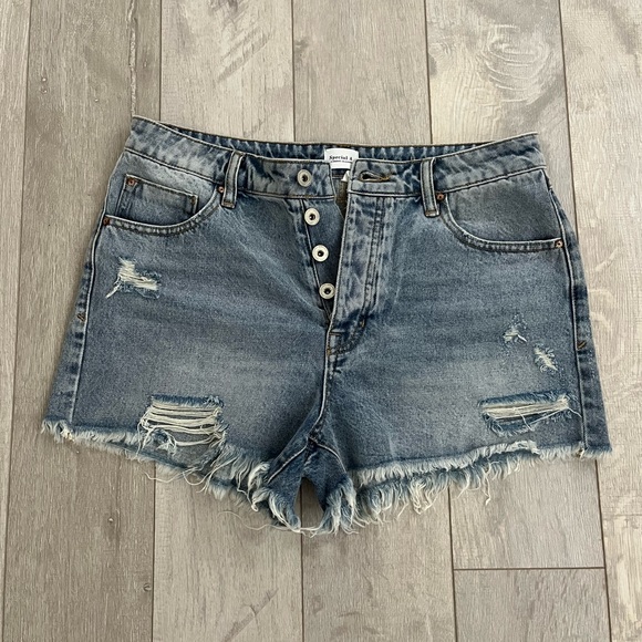 Special A High Rise Medium Washed Distressed Jean Shorts - Picture 7 of 12